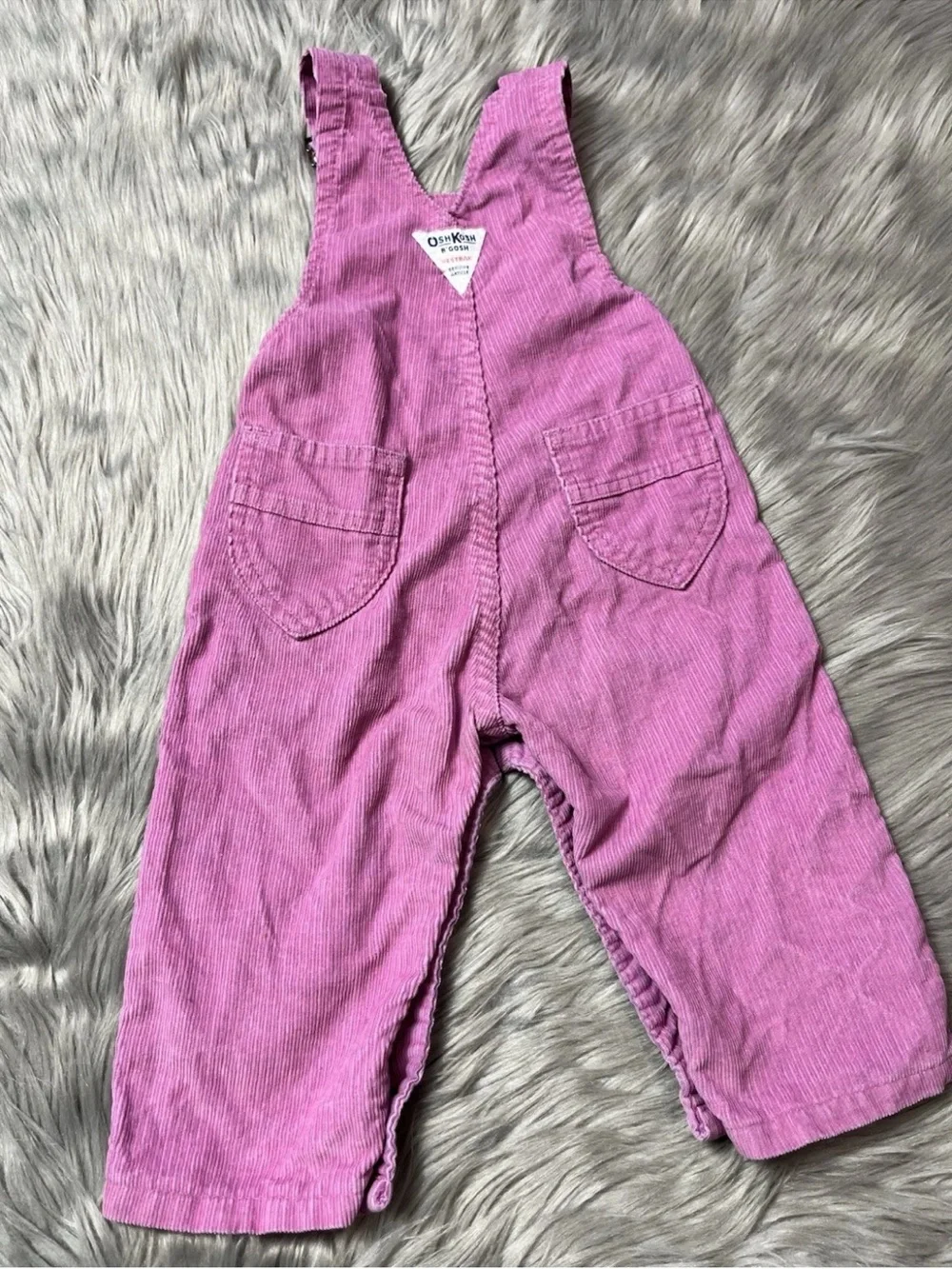 Vintage Made USA Baby Girls Pink Purple Striped Corduroy Overalls